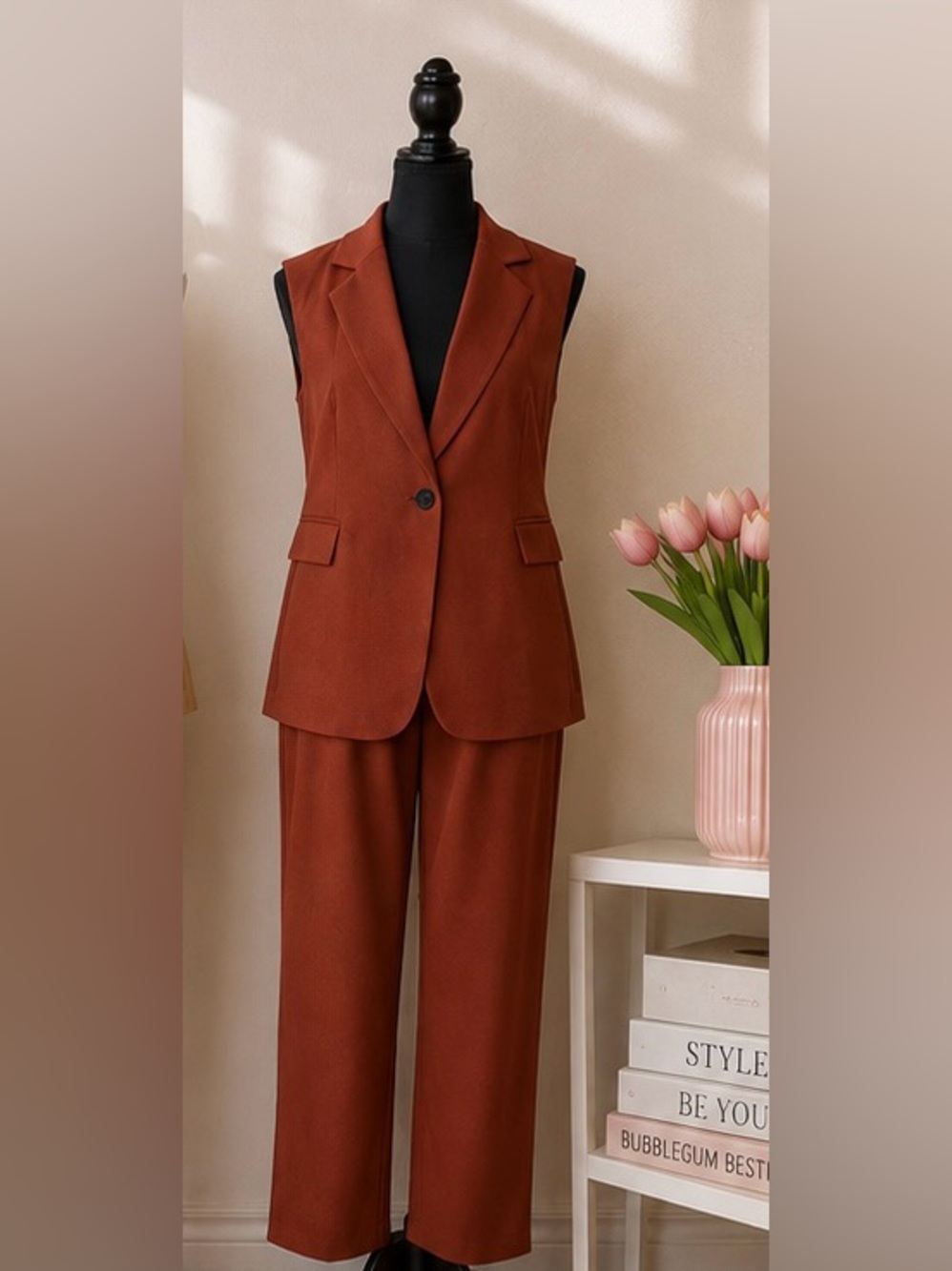 BNWOT Rust Women’s Tailored Vest & Trouser Set